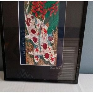 Koi Fish Art Print Framed Asian Wall Decor Signed Friends‎ Artwork